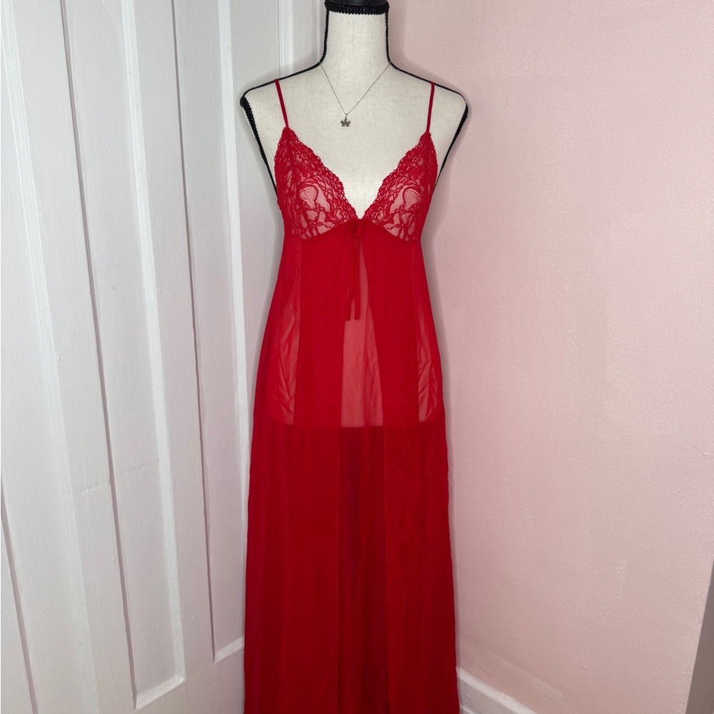 Wilfred Red Sheer Lace Chemise
